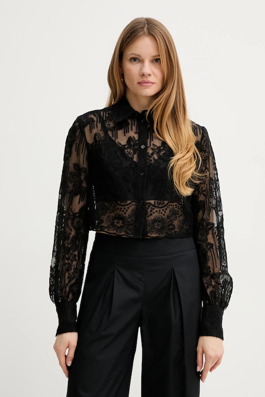 Košulja Ermanno Scervino LIFE regular crna D464K609IBQ