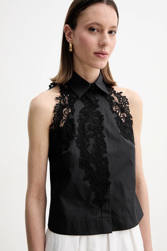 Ermanno Scervino koszula bawełniana czarny D464K606OVZ