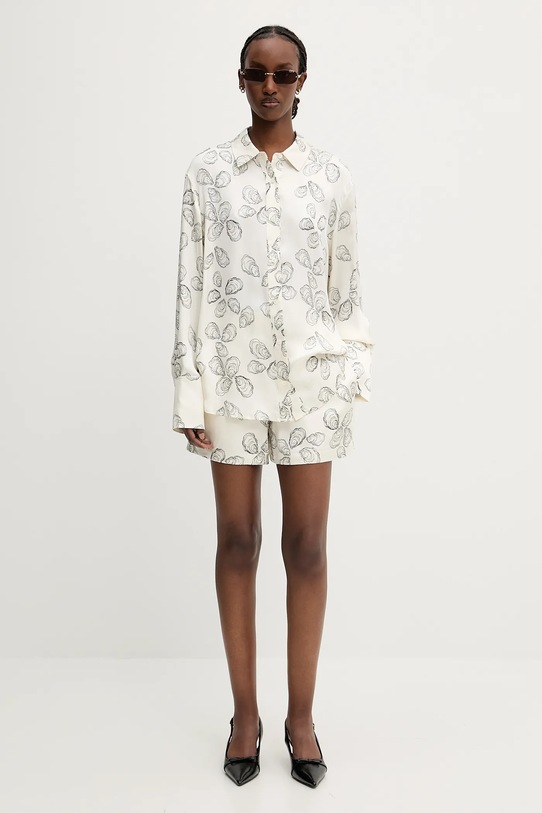 Hodvábna košeľa Anine Bing Avalon Shirt A.07.10545 béžová