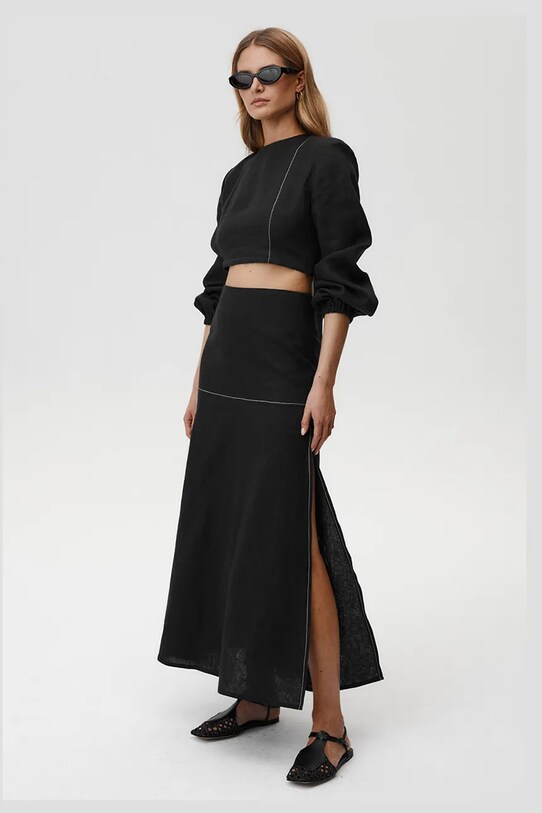 Undress Code bluză din in Selene Shirt 890. negru SS25