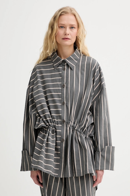 Košeľa MMC STUDIO pásiky sivá ARINKO