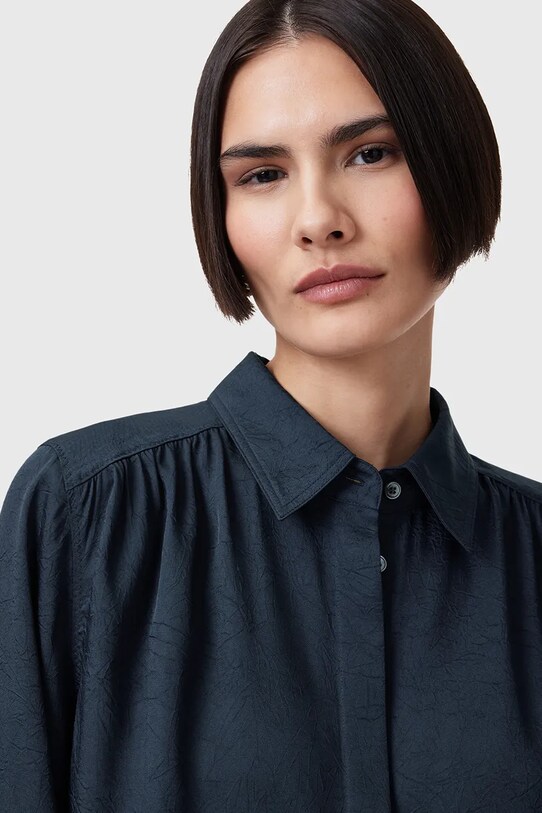 Košeľa AllSaints AGGIE W039PC tmavomodrá SS25