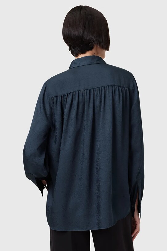 Košeľa AllSaints AGGIE tmavomodrá W039PC