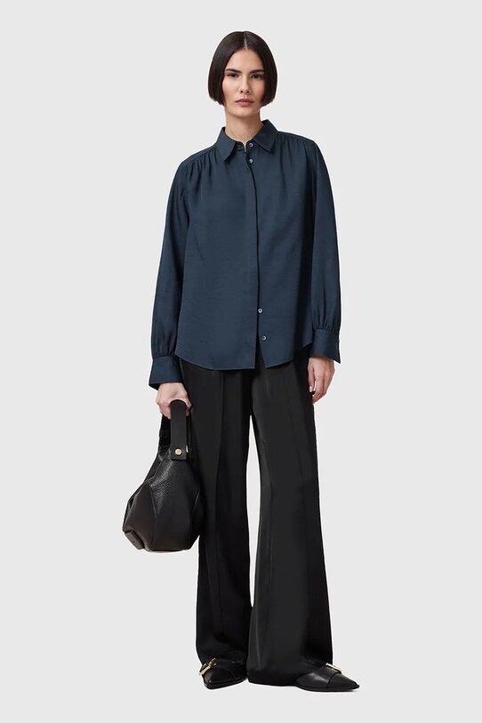 Košeľa AllSaints AGGIE W039PC tmavomodrá