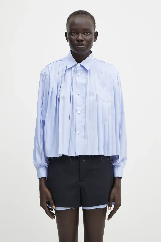 Undercover cămașă din bumbac Shirt uni albastru UP1E1404