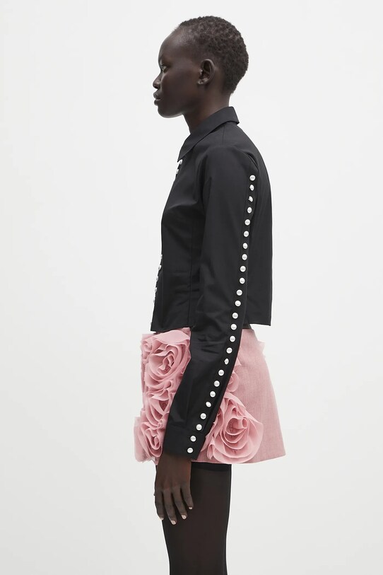 AMBUSH koszula bawełniana Fitted Pearl Button Shirt 12115377 czarny SS25