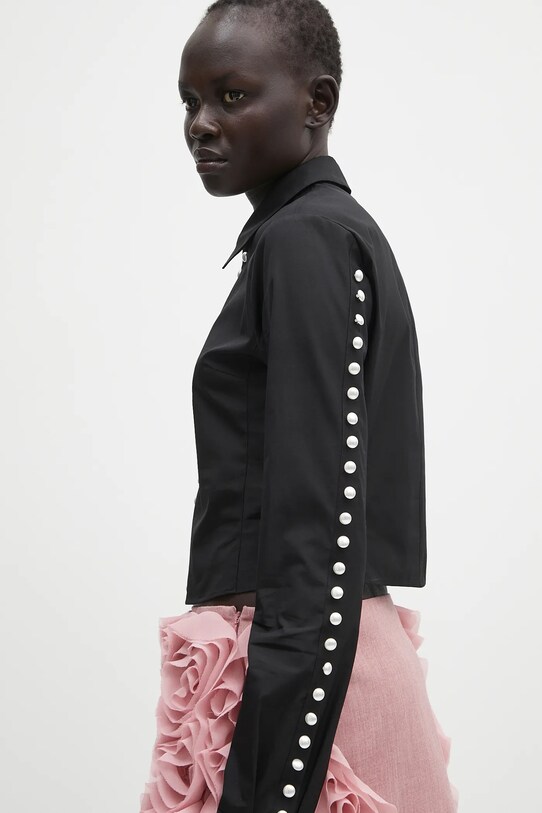 AMBUSH koszula bawełniana Fitted Pearl Button Shirt 12115377 czarny