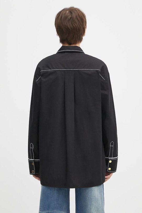 Odzież GANNI koszula bawełniana Cotton Poplin Long Sleeve Raglan W0497 czarny