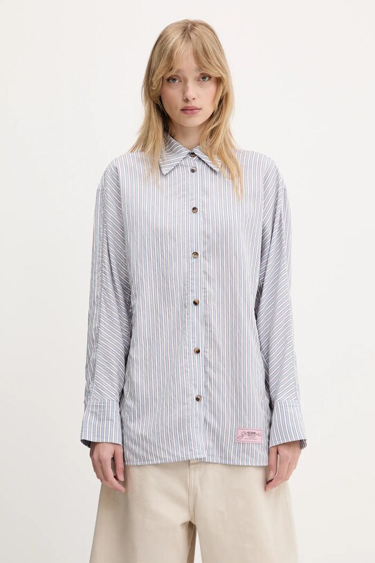 Сорочка GANNI Yarn Dyed Stripe інші блакитний W0312