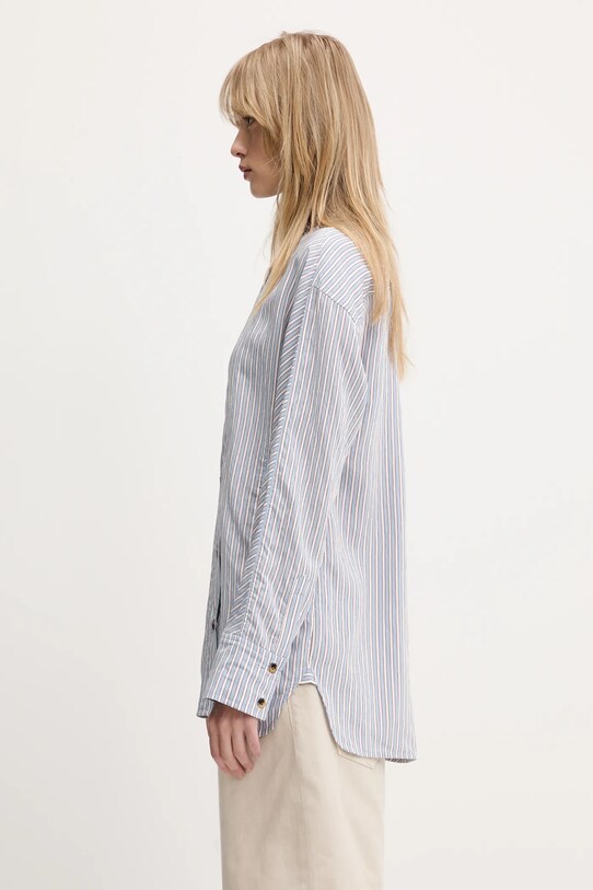 Риза GANNI Yarn Dyed Stripe W0312 син SS25