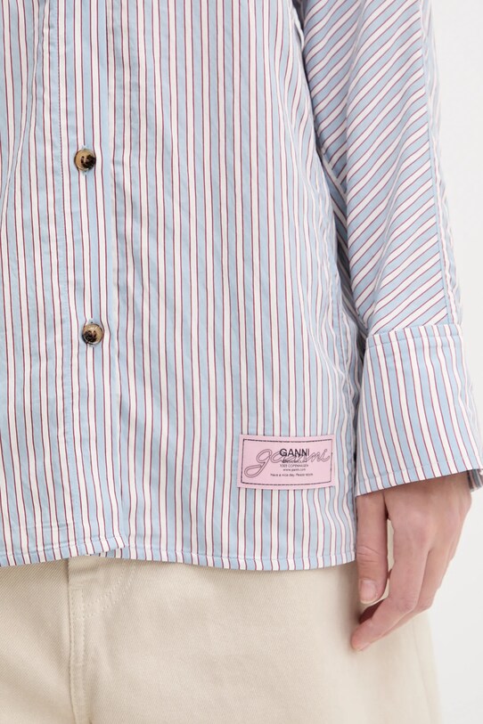 Сорочка GANNI Yarn Dyed Stripe блакитний W0312
