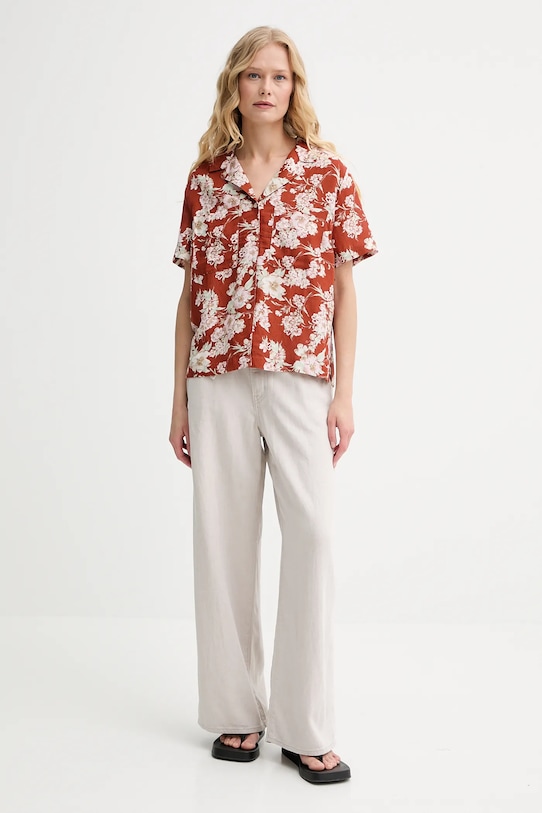 Lněná košile Levi's SONNY CAMP SHIRT 001HO oranžová SS25