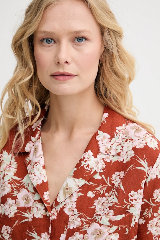 Lněná košile Levi's SONNY CAMP SHIRT oranžová 001HO