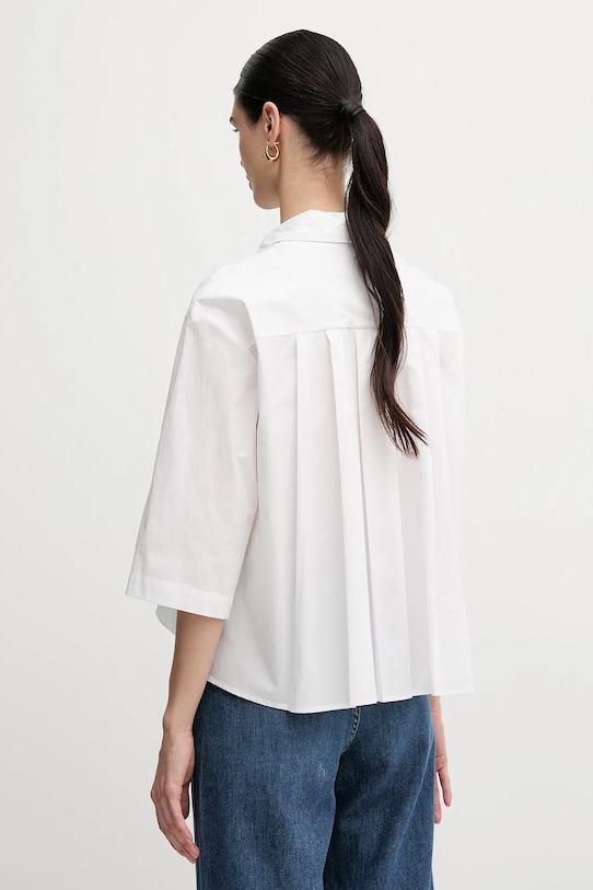 Îmbrăcăminte Sisley cămașă din bumbac 5WMELQ08V alb