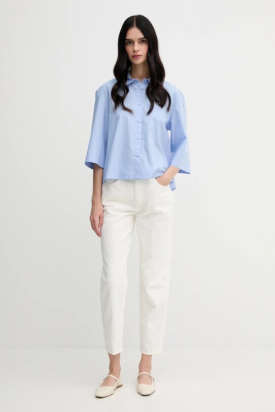 Sisley koszula bawełniana 5WMELQ08V niebieski SS25