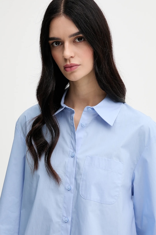 Bombažna srajca Sisley modra 5WMELQ08V