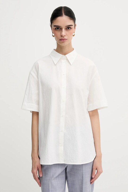 Бавовняна сорочка Sisley casual білий 52EHLQ094
