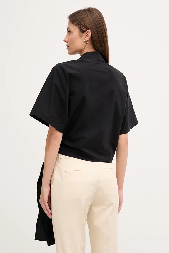 Îmbrăcăminte Sisley bluză din bumbac 52EHLQ091 negru