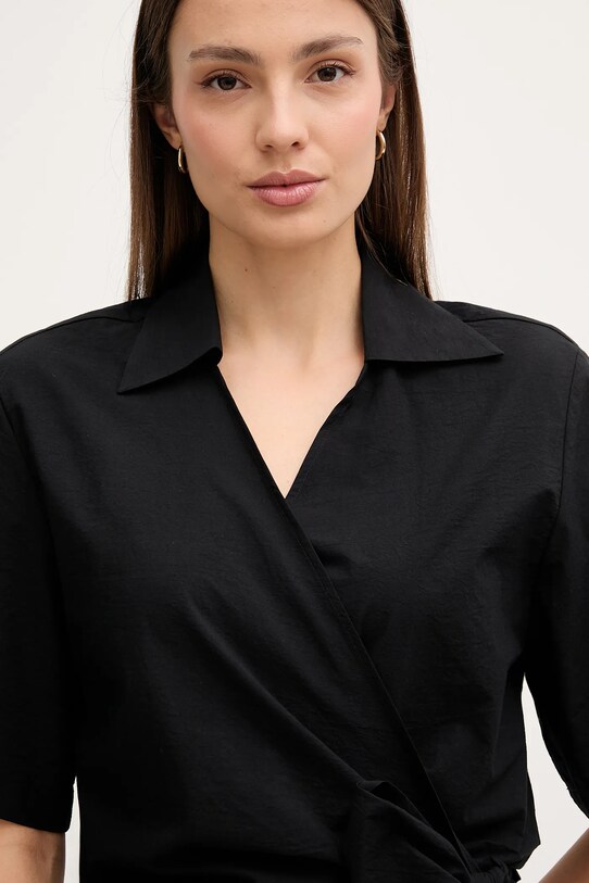 Sisley bluză din bumbac negru 52EHLQ091