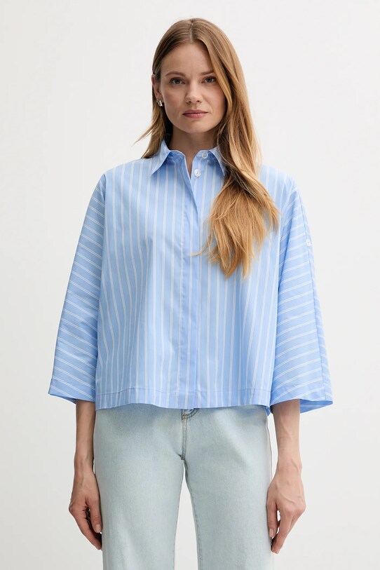 Рубашка Sisley короткий голубой 57ZBLQ09C