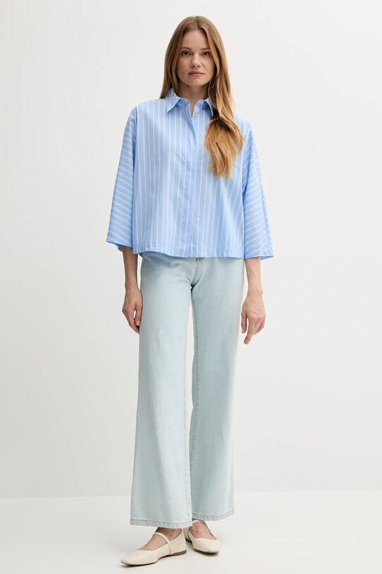 Рубашка Sisley 57ZBLQ09C голубой SS25