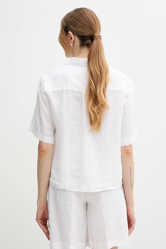 Îmbrăcăminte Sisley cămașă de in 5BMLLQ08U alb