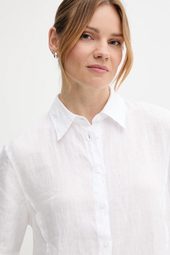 Sisley cămașă de in alb 5BMLLQ08U