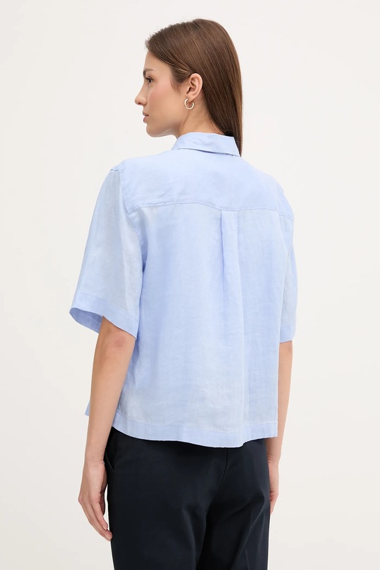 Îmbrăcăminte Sisley cămașă de in 5BMLLQ08U albastru