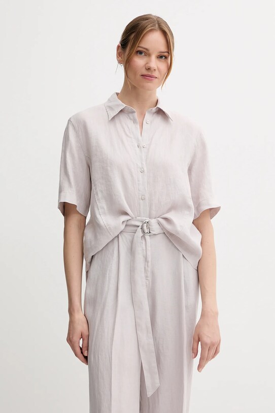 Lanena srajca Sisley Casual siva 5BMLLQ08U