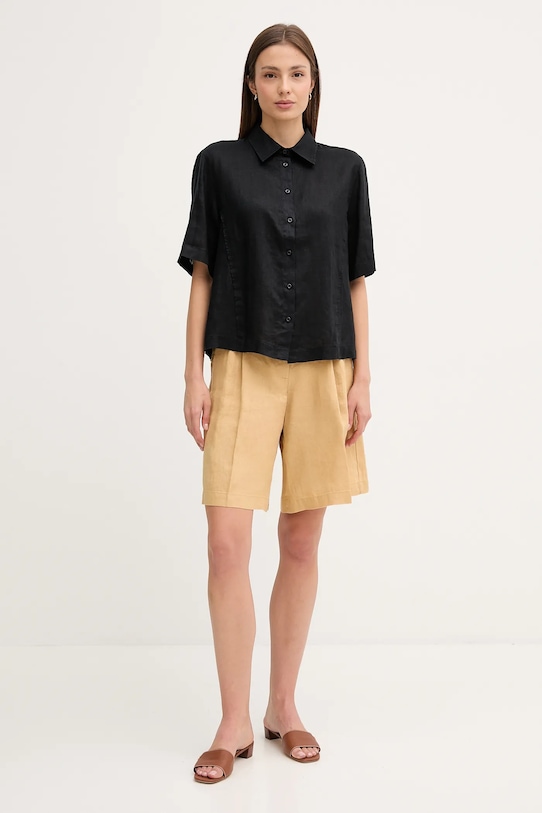 Льняная рубашка Sisley 5BMLLQ08U чёрный SS25