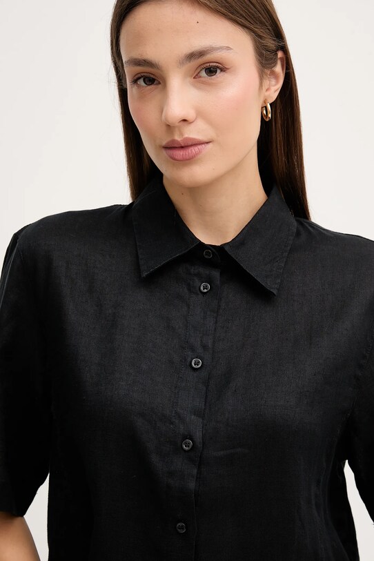 Sisley cămașă de in negru 5BMLLQ08U