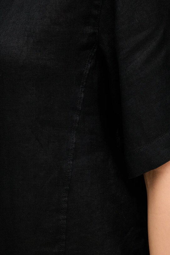 Sisley cămașă de in 5BMLLQ08U negru