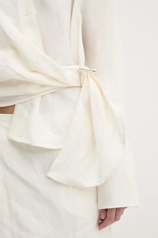JW Anderson koszula z domieszką lnu Draped Twisted beżowy SH0346.PG1690.002