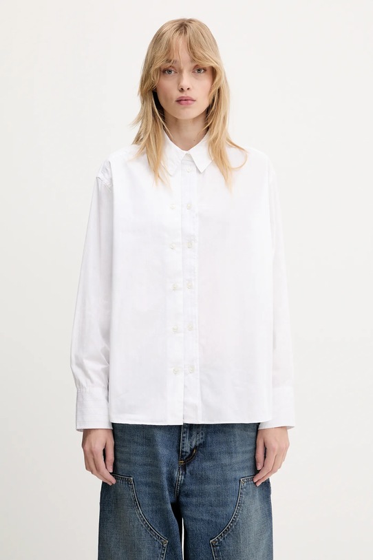 Хлопковая рубашка Samsoe Samsoe Salasa гладкий белый F25100006