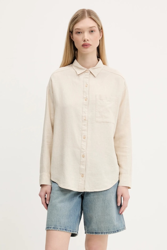 Hollister Co. koszula lniana klasyczny beżowy KI340.5055.400