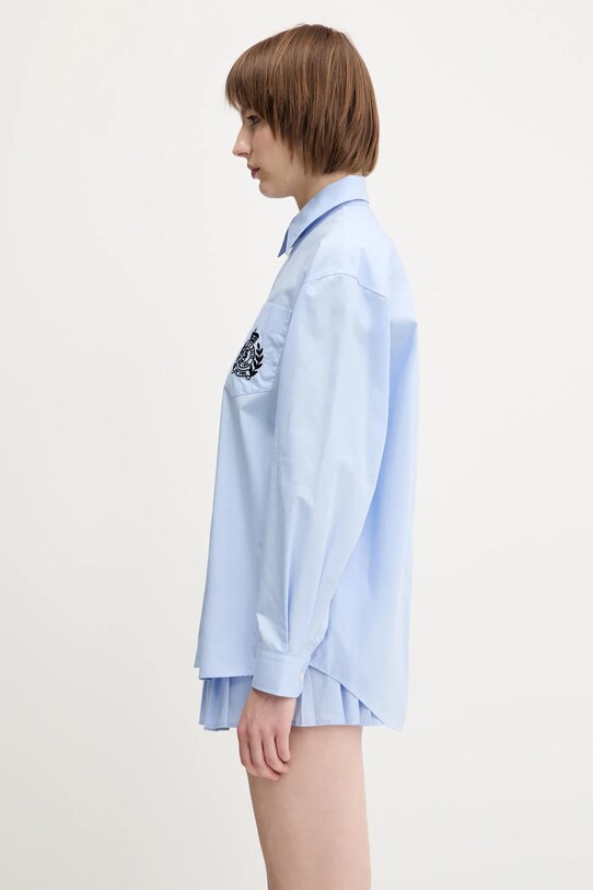 Sporty & Rich koszula bawełniana H&W Crest Oversized SI006612241BL59 niebieski SS25