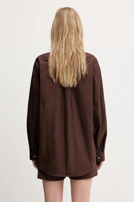 Clothing Sporty & Rich cotton shirt H&W Crest Oversized SI006612241BR03 brown