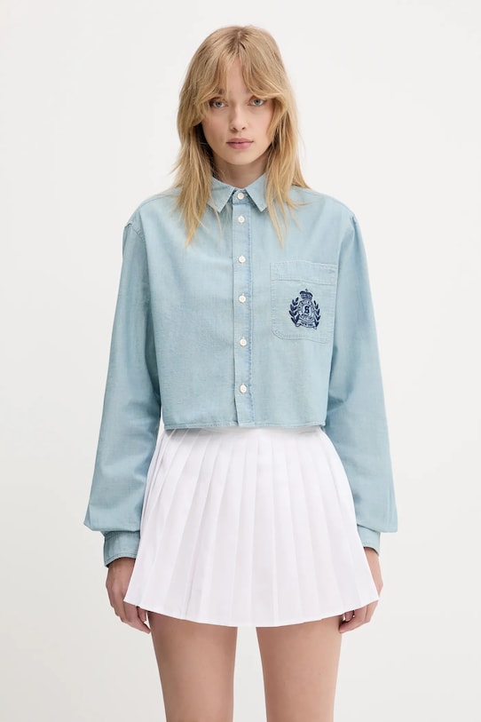 Bavlnená košeľa Sporty & Rich H&W Crest Cropped Chambray