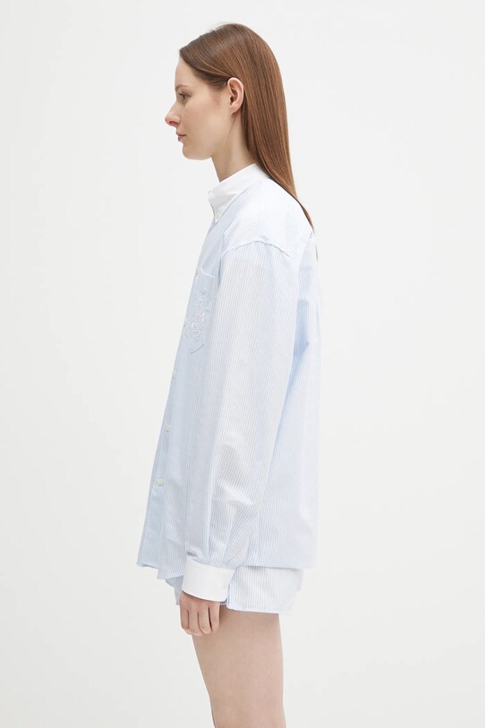 Sporty & Rich cămașă din bumbac H&W Crest Oversized Oxford SI025620243ST03 albastru SS25