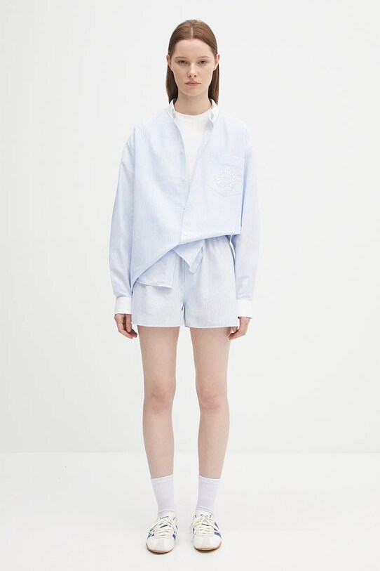 Sporty & Rich cămașă din bumbac H&W Crest Oversized Oxford SI025620243ST03 albastru