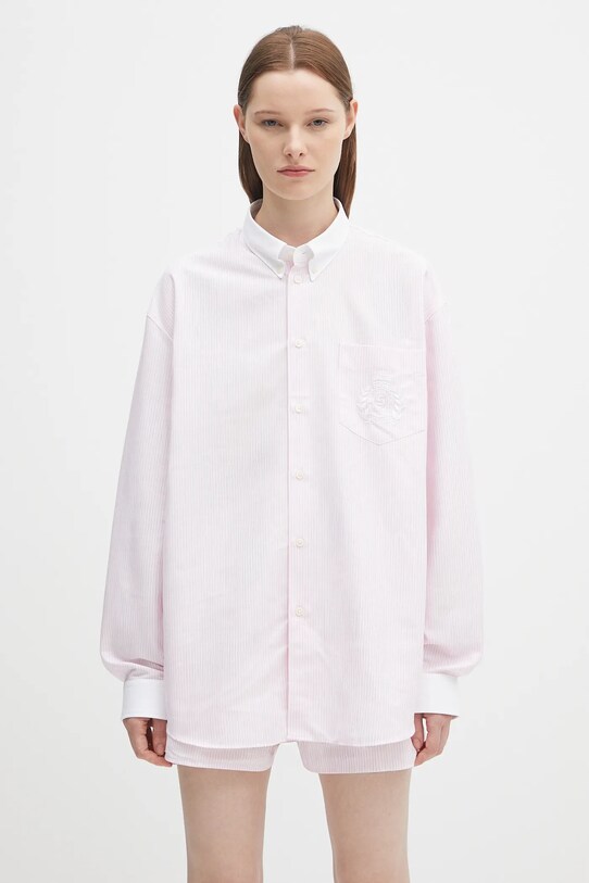 Pamučna košulja Sporty & Rich H&W Crest Oversized Oxford relaxed roza SI025620243ST64