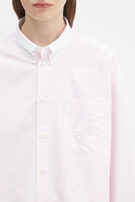 Pamučna košulja Sporty & Rich H&W Crest Oversized Oxford roza SI025620243ST64