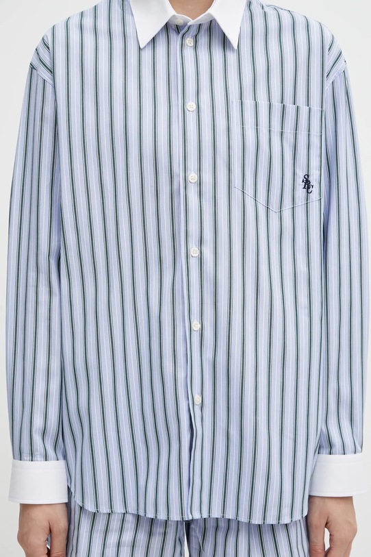 Sporty & Rich koszula bawełniana Src Oversized niebieski SI019621302MU02