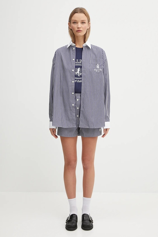 Sporty & Rich cămașă din bumbac Vendome Oversized SI019602231ST02 bleumarin