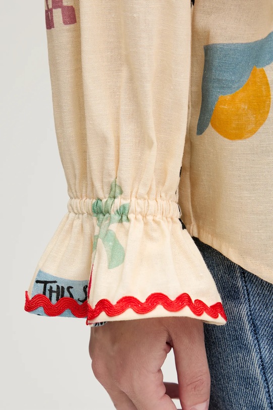 Košulja s dodatkom lana Never Fully Dressed NFDTO1765 bež