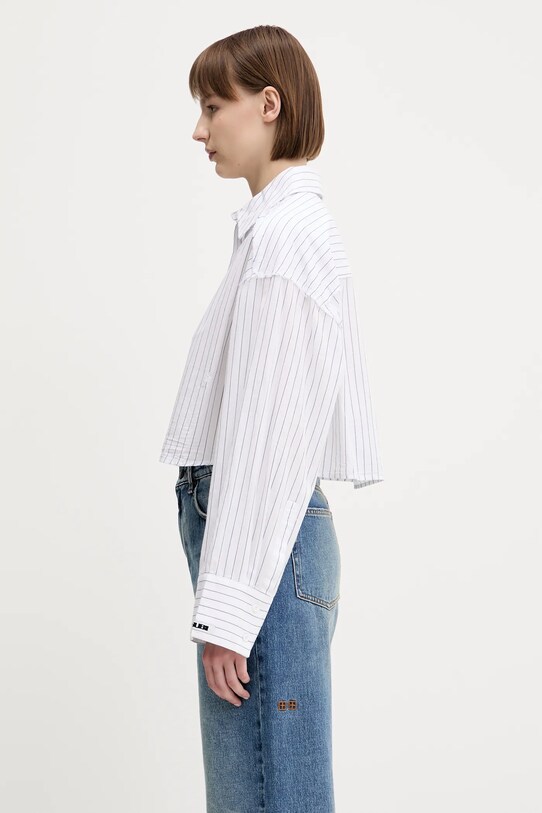KSUBI koszula bawełniana cropped astra WSP25SH004 niebieski SS25