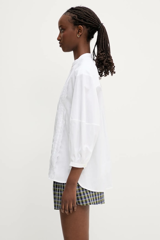 Хлопковая рубашка Maison Kitsuné Crafted Embroidery OW00428WC5010 белый SS25