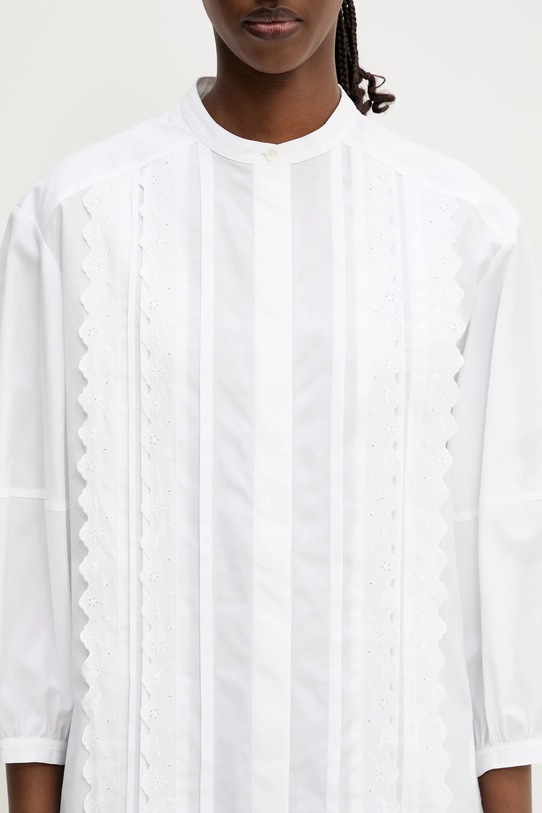 Хлопковая рубашка Maison Kitsuné Crafted Embroidery белый OW00428WC5010