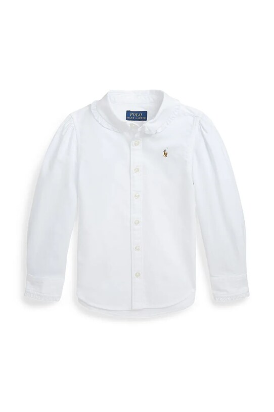 Детская хлопковая рубашка Polo Ralph Lauren длинный белый 312929954001