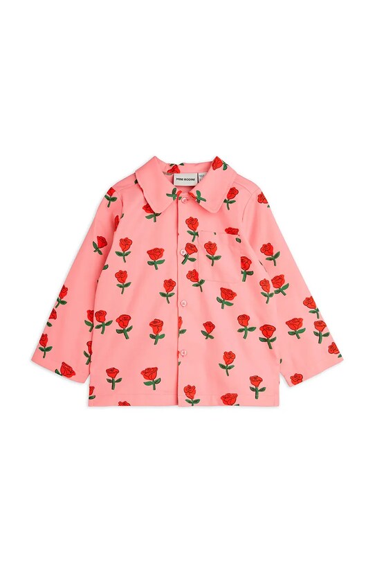 Детская хлопковая рубашка Mini Rodini Roses 2512011628 розовый SS25
